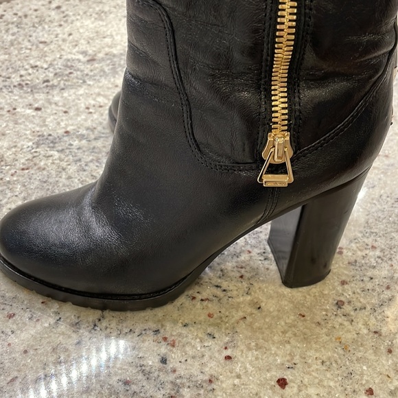 Jimmy Choo 4” heel biker mid calf boots size 38 (8) black gold zipper - Picture 10 of 12